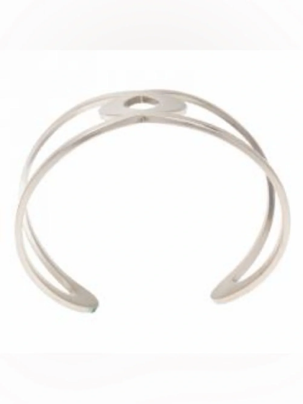 Chanel • Interlocking CC • Silver brushed Metal • open Cuff